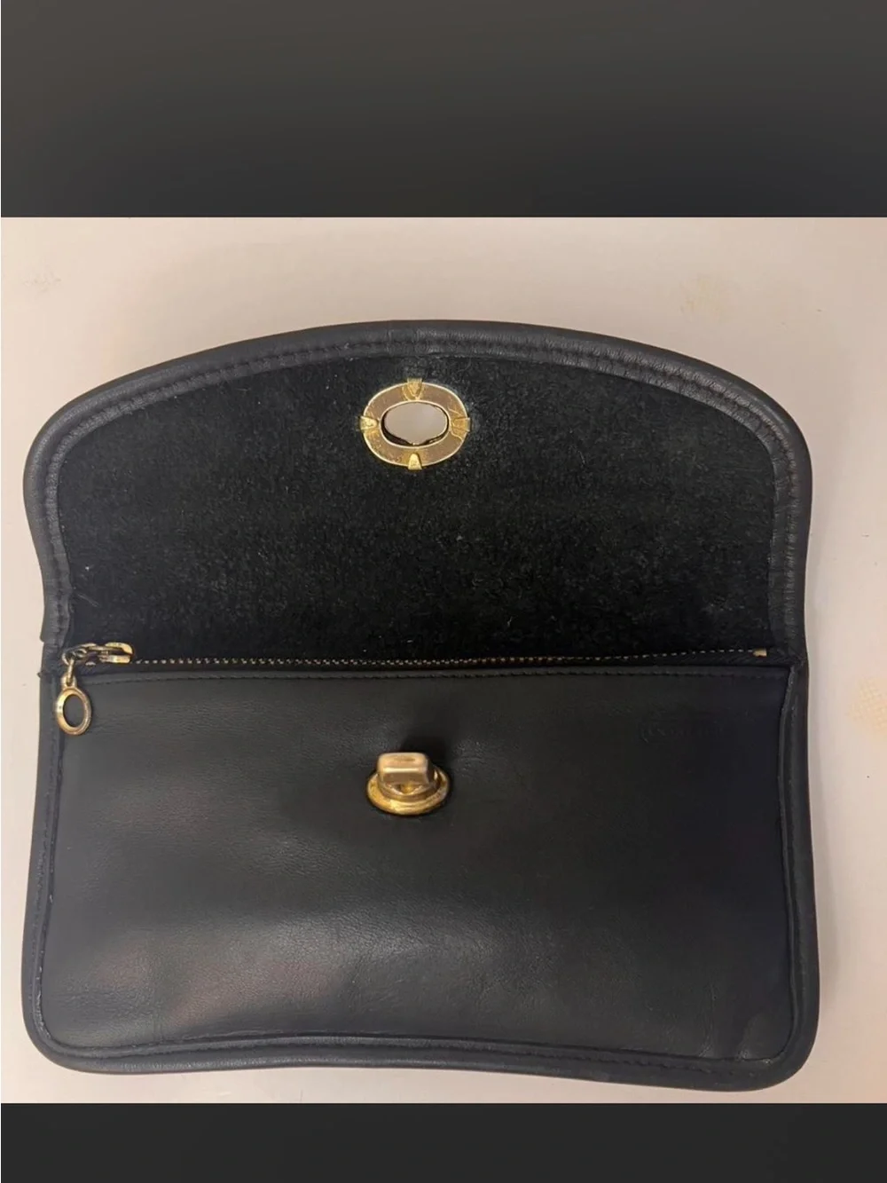 Coach Black Leather wallet with Gold Turnlock